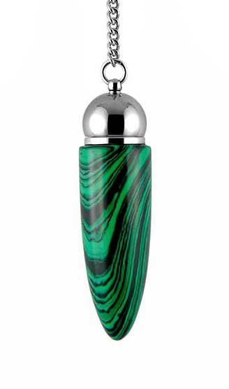 Malachite Gemstone Chamber Stainless Steel Divination Pendulum