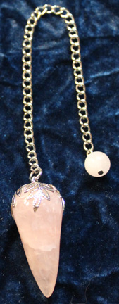 Rose Quartz Crystal Teardrop Leaf Motif Divination Pendulum Ccc